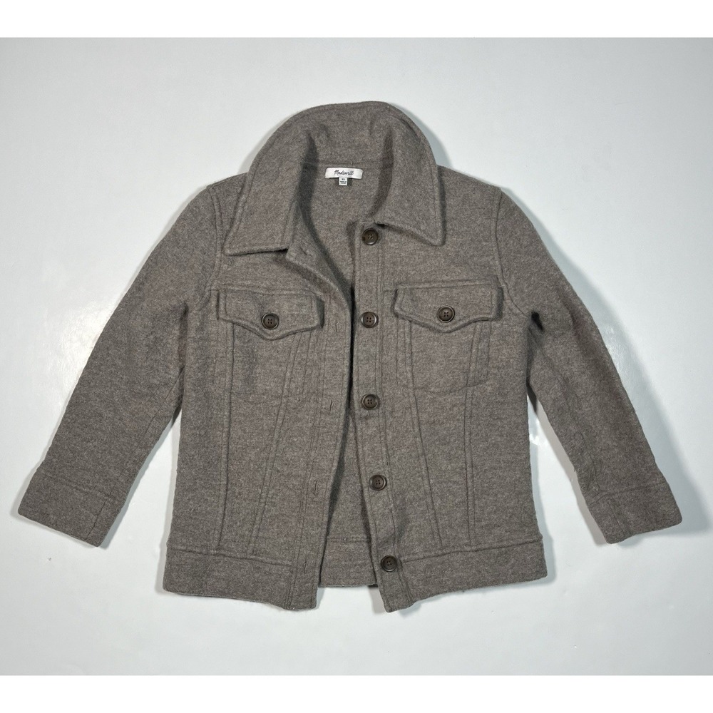 Madewell Bridgman Boiled Wool Sweater Jacket Women's XS Brown Merino Cardigan